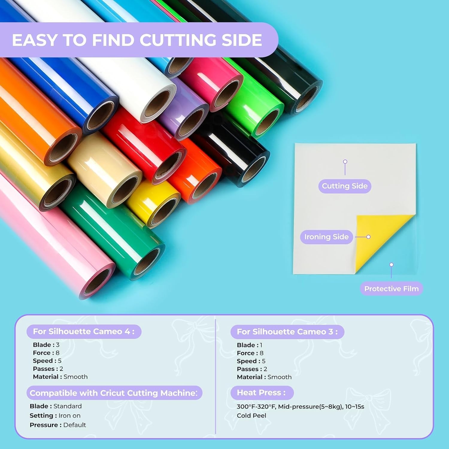 White Heat Transfer Vinyl Rolls – 12″ x 20ft – 2 Rolls