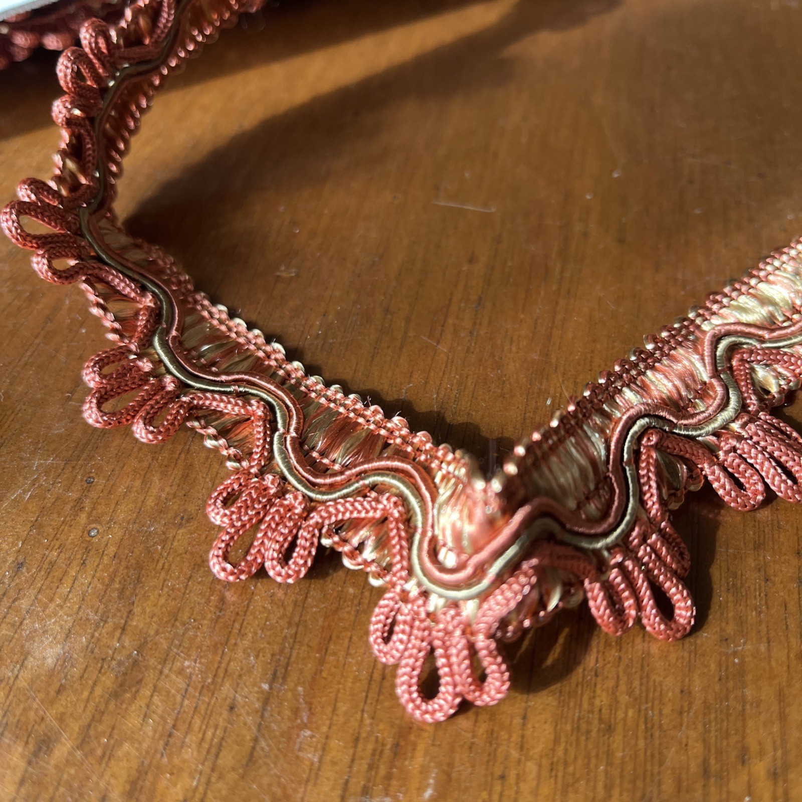 Orange/Rust Native Decorative Scroll Style Braid Gimp Trim 7 Yard Piece 1” Wide