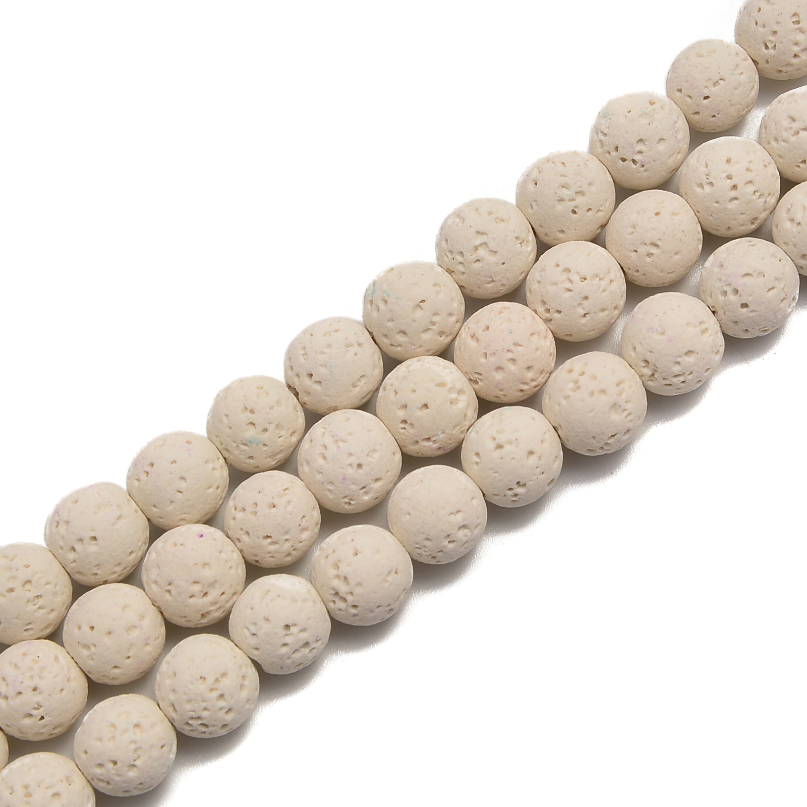 Beige Color Lava Rock Stone Round Beads Size 6mm 8mm 10mm 15.5″ Strand