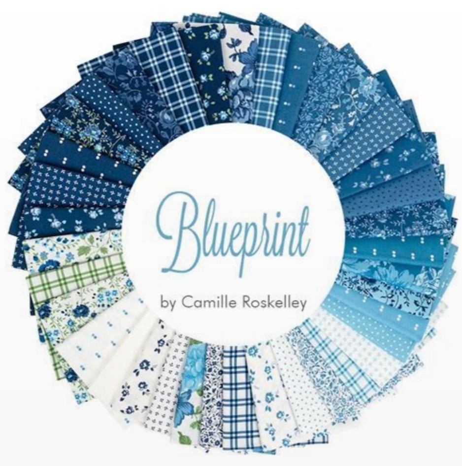 Moda Blueprint Fabric Jelly Roll (40) 2-1/2″ Strips By Camille Roskelley