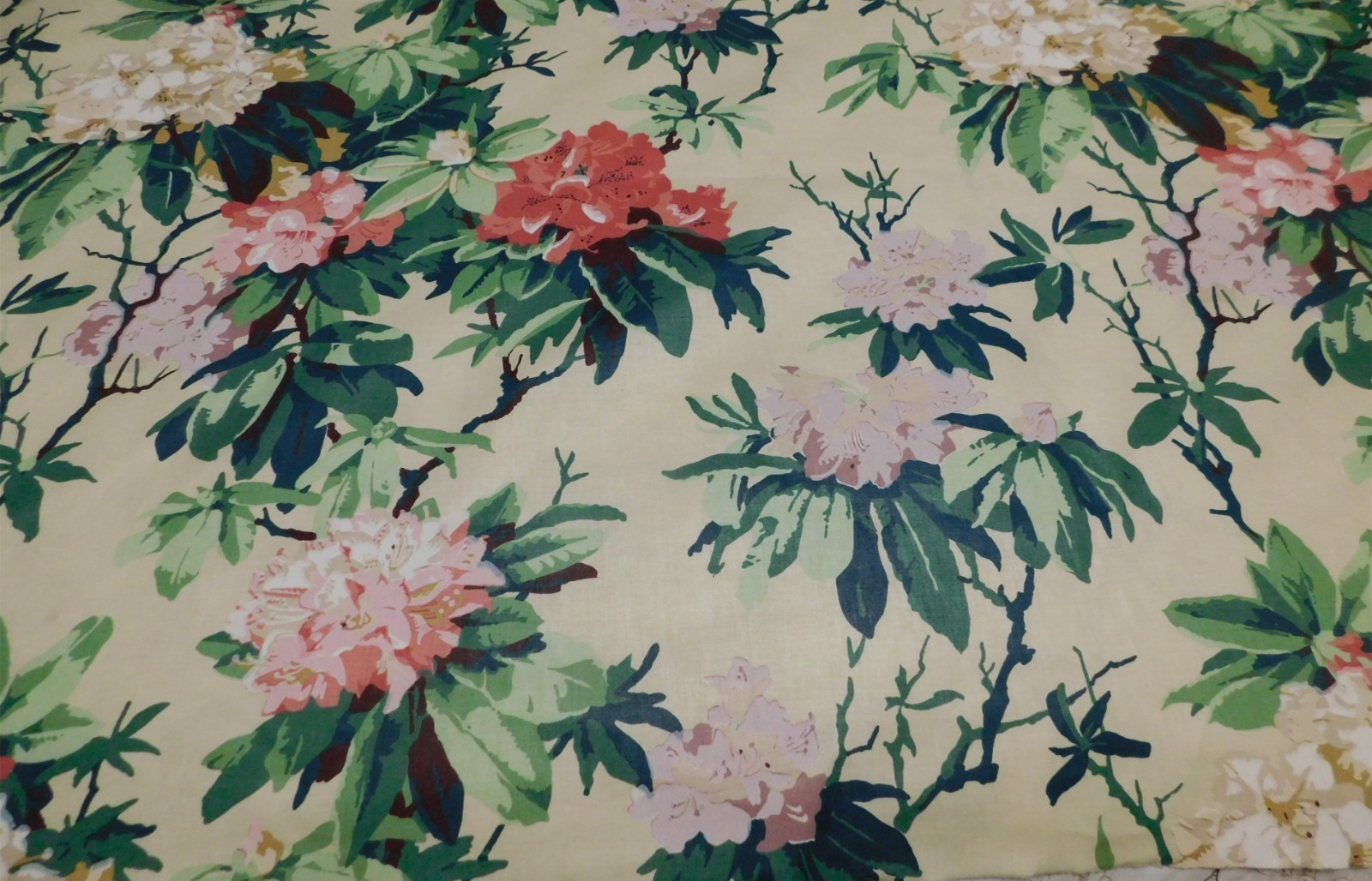 Cyrus Clark 52″ Cotton BTY SUTTON Washable Floral Print Drapery Fabric SALE SPEC