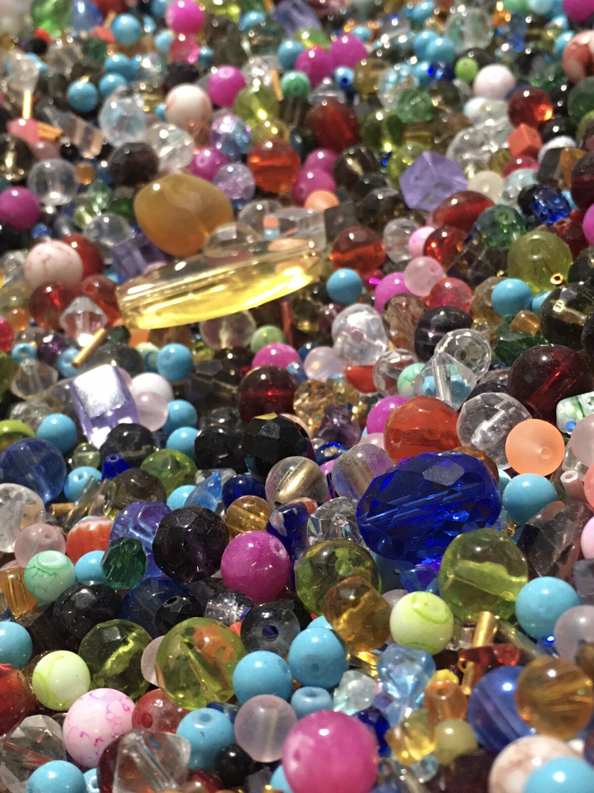 ALL GLASS 7oz Bead Soup🖤6-20mm HUGE VARIETY OF BEADS 👑🐝 BEST MIXED LOT BEADS