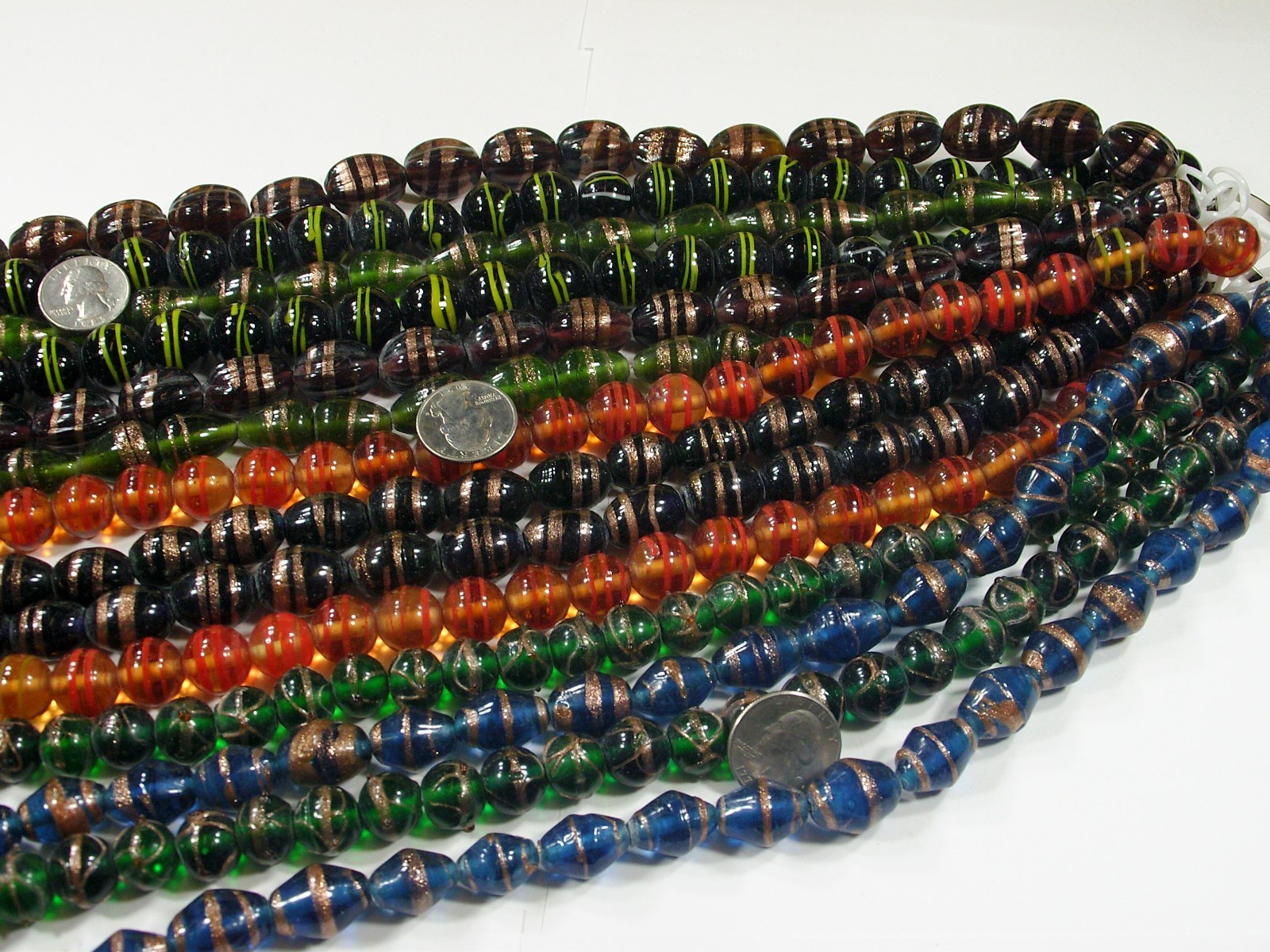 14 Strands (15″) Assorted Closeout India Handmade Glass Beads Lot (MQD-3)⭐