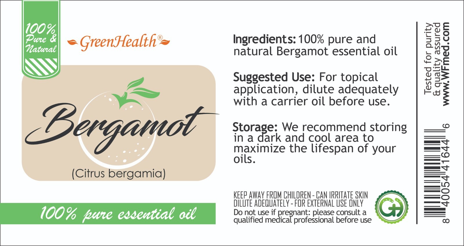 1 fl oz Bergamot Essential Oil (100% Pure & Natural) – GreenHealth