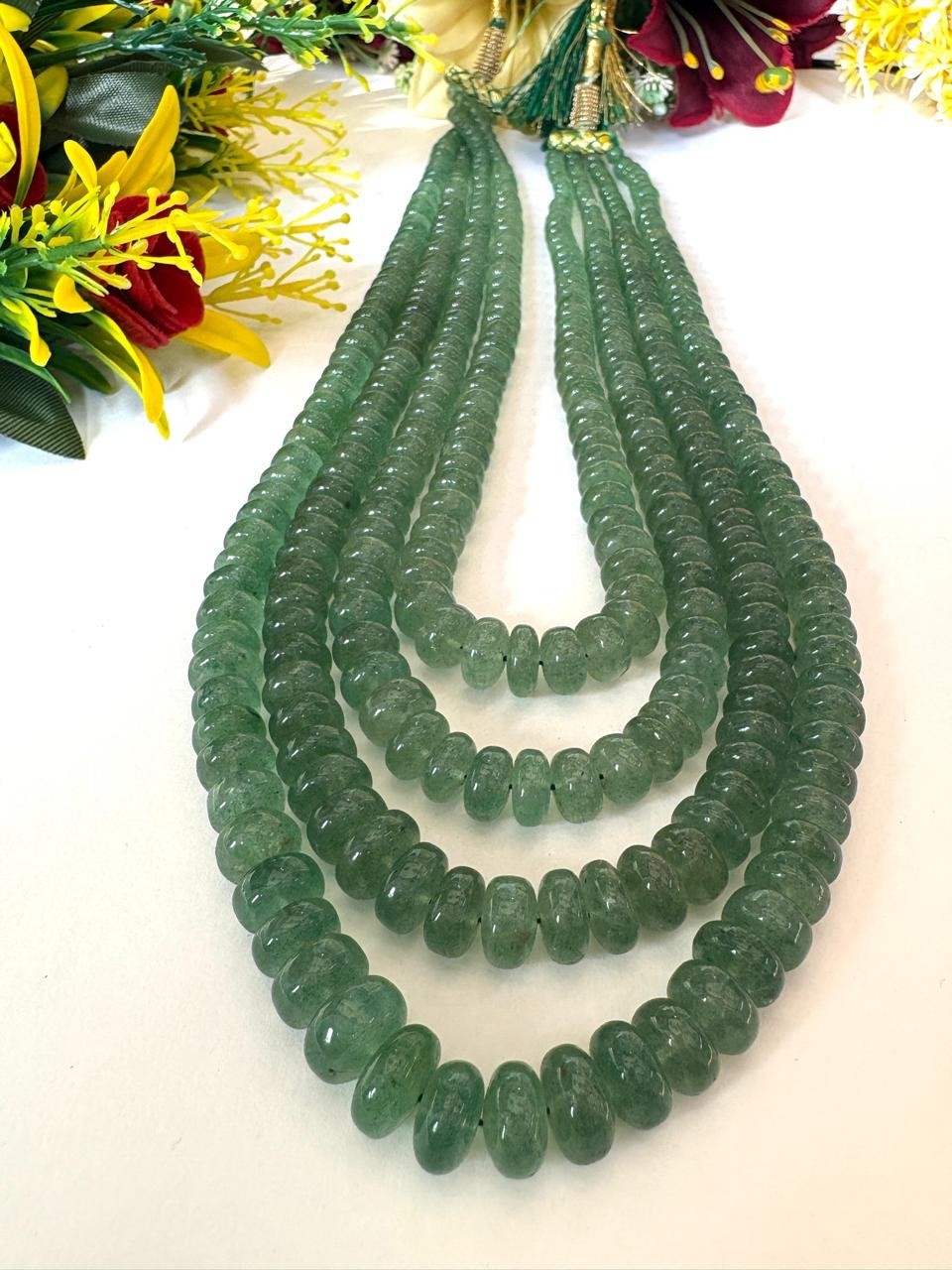 Natural Strawberry Quartz 928ct 4 Strand Melon Rondelle Beads Set