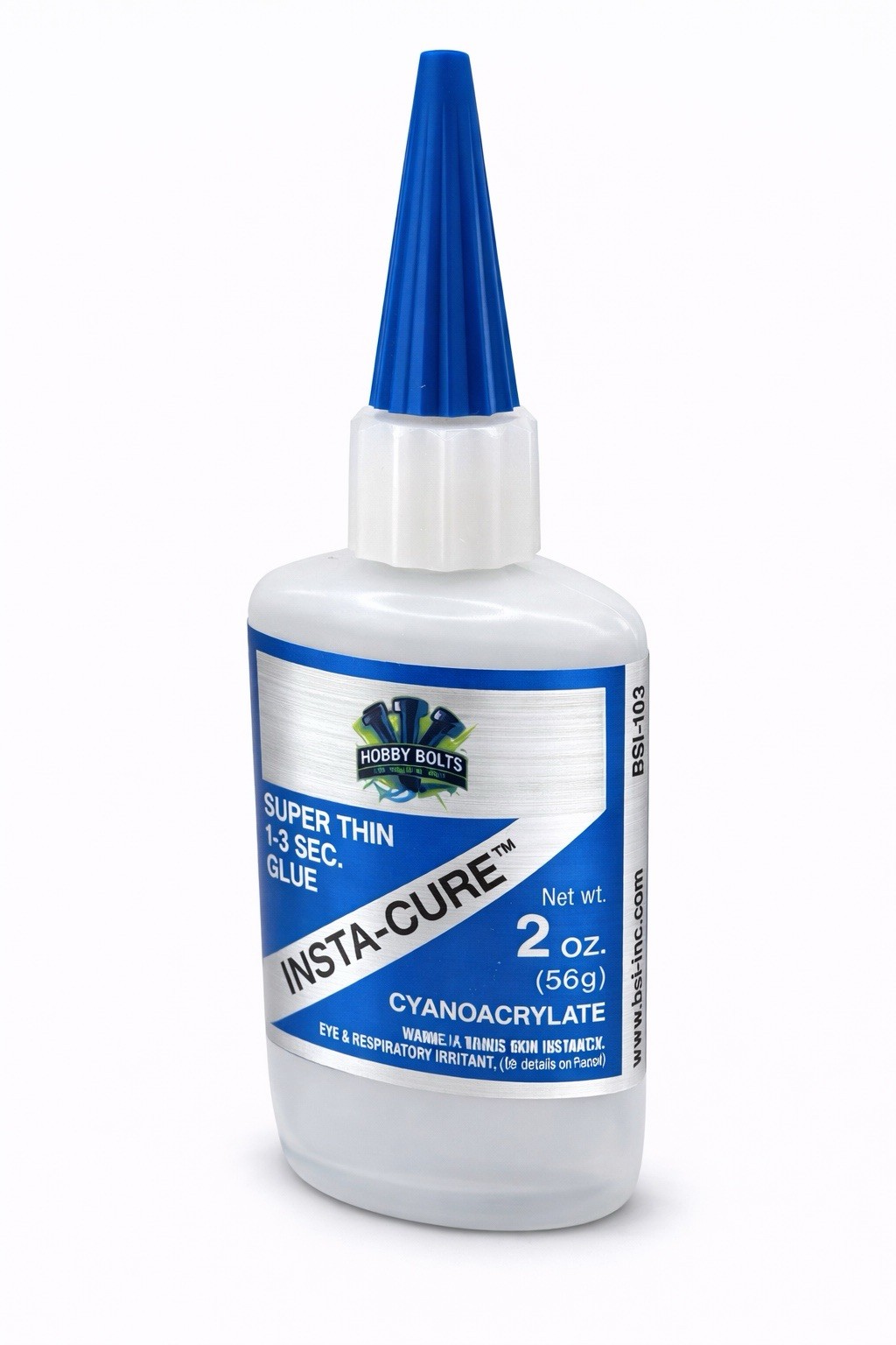 Bob Smith 4oz INSTA-CURE Super Thin CA Glue, (Blue), Hobby Bolts, BSI Super Glue