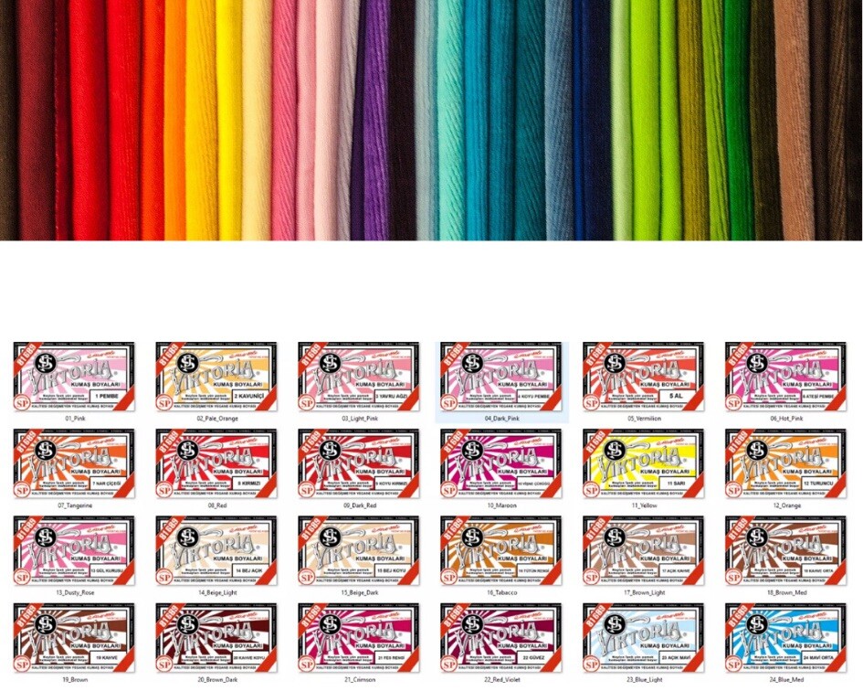 Fabric Dye Viktoria All Purpose 59+ Fashion Colors DIY Tie Dye (0.35 Oz Powder)