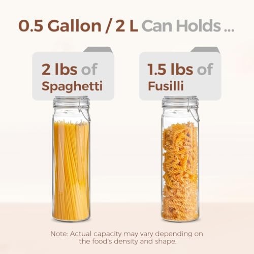 3-Pack 68oz 13-Inch Tall Glass Pasta Containers for Spaghetti 68oz 13″ Tall*3
