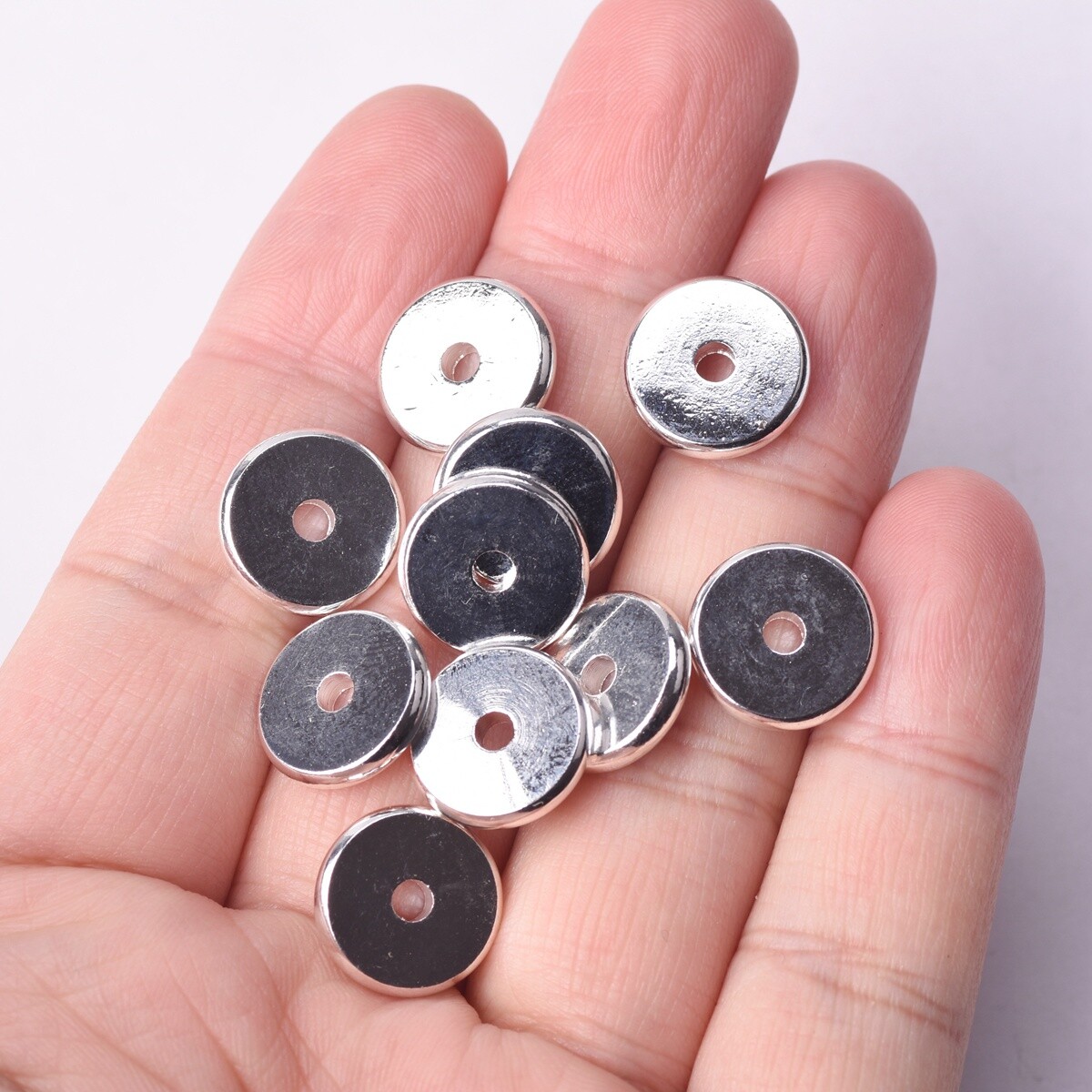 Flat Gold/Silver/Rose Gold Round 4/5/6/7/8/10/12/14mm Brass Metal Loose Beads