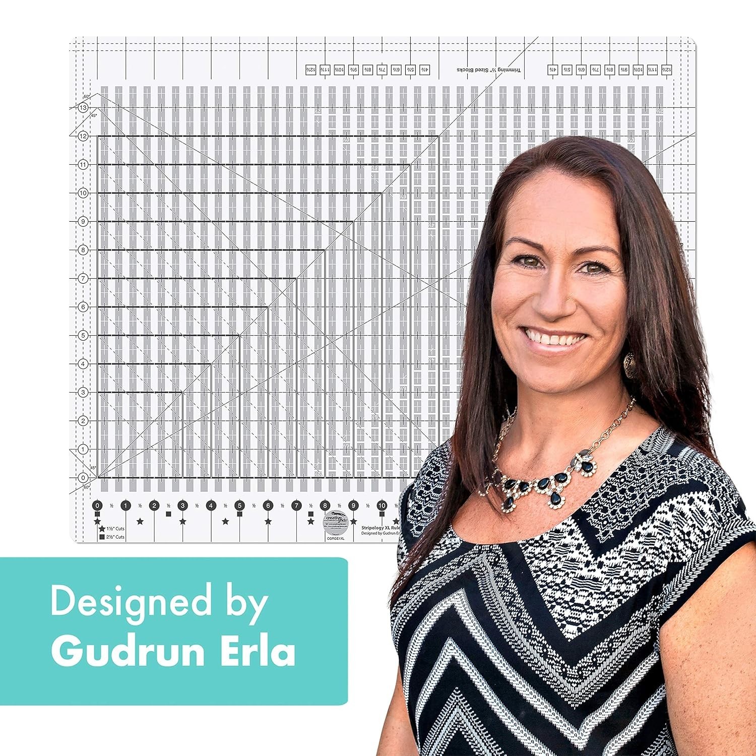 Creative Grids Stripology XL Slotted Quilting Ruler – CGRGE1XL – Made in USA, 17