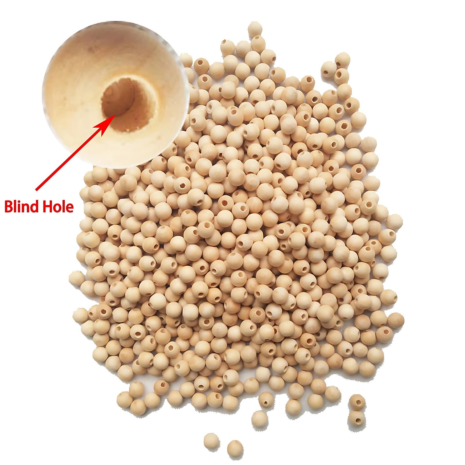 Natural Wooden Balls Beads HOLE HALF WAY THROUGH Dia 10/12/15-30mm Hole 4mm-15mm