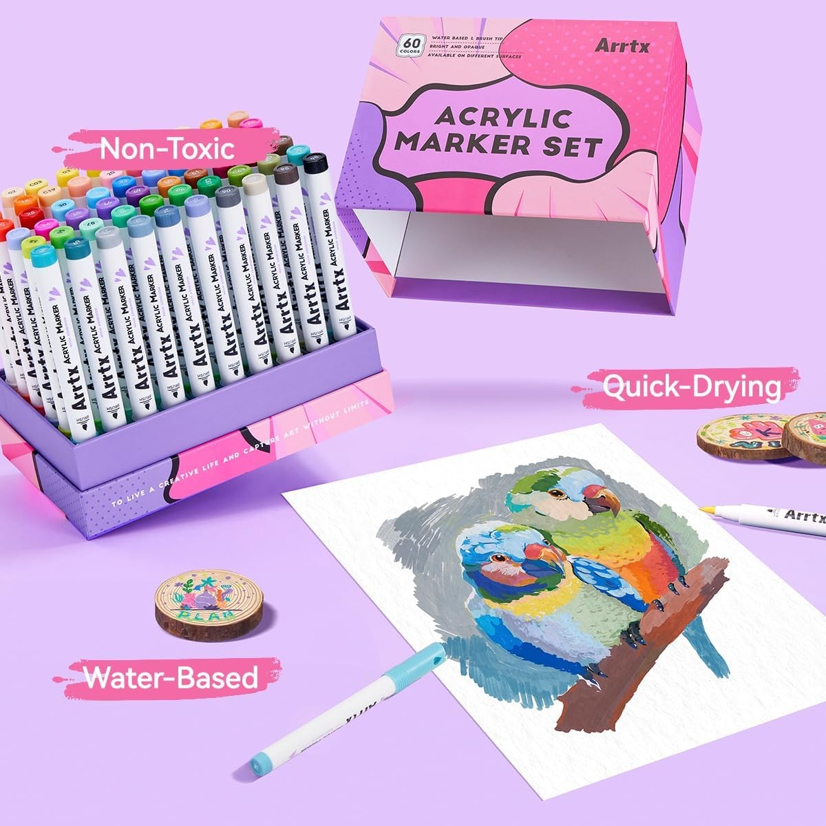 60 Colors Paint Markers Pens, Acrylic Paint Pens for Artists Adults Coloring …