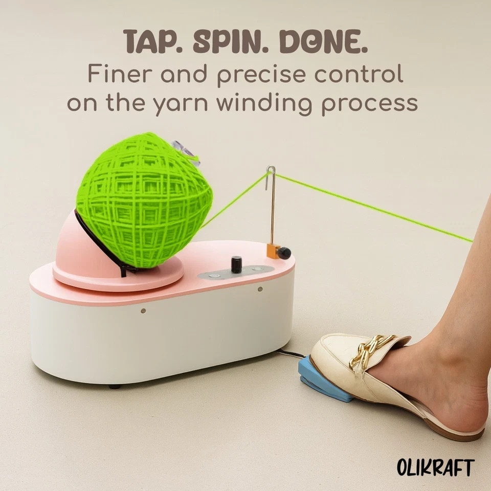 Olikraft Tabletop Electric Yarn Winder | Yarn Ball Winder | No Clamps Needed