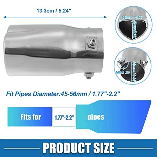 Car Exhaust Tip Pipe 2.36″ Inlet 2.72″x2.32″ Outlet Heart Shaped Exhaust Tail