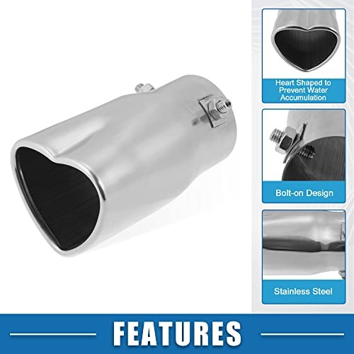 Car Exhaust Tip Pipe 2.36″ Inlet 2.72″x2.32″ Outlet Heart Shaped Exhaust Tail