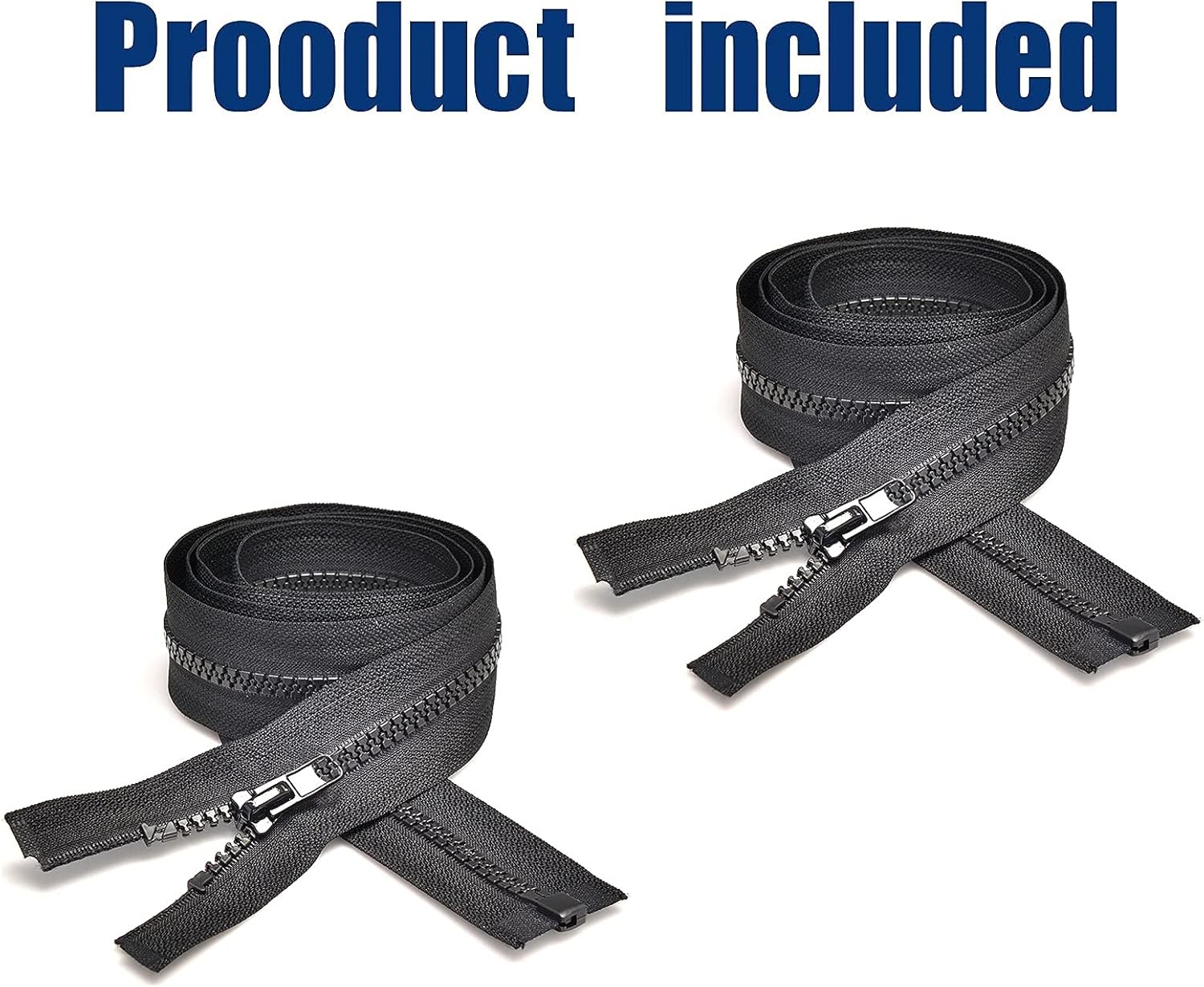 Sawoake 2PCS #5 24 Inch Separating Jacket Zippers for Sewing 24 in, Black