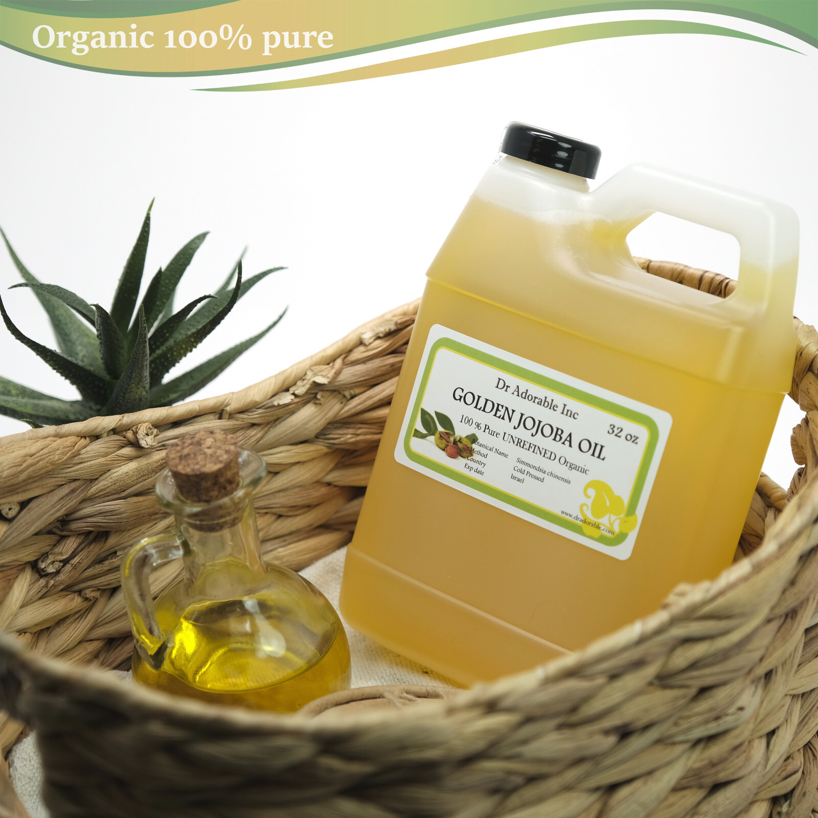 100% PURE ORGANIC JOJOBA OIL UNREFINED VIRGIN COLD PRESSED 32 OZ/1 QUART