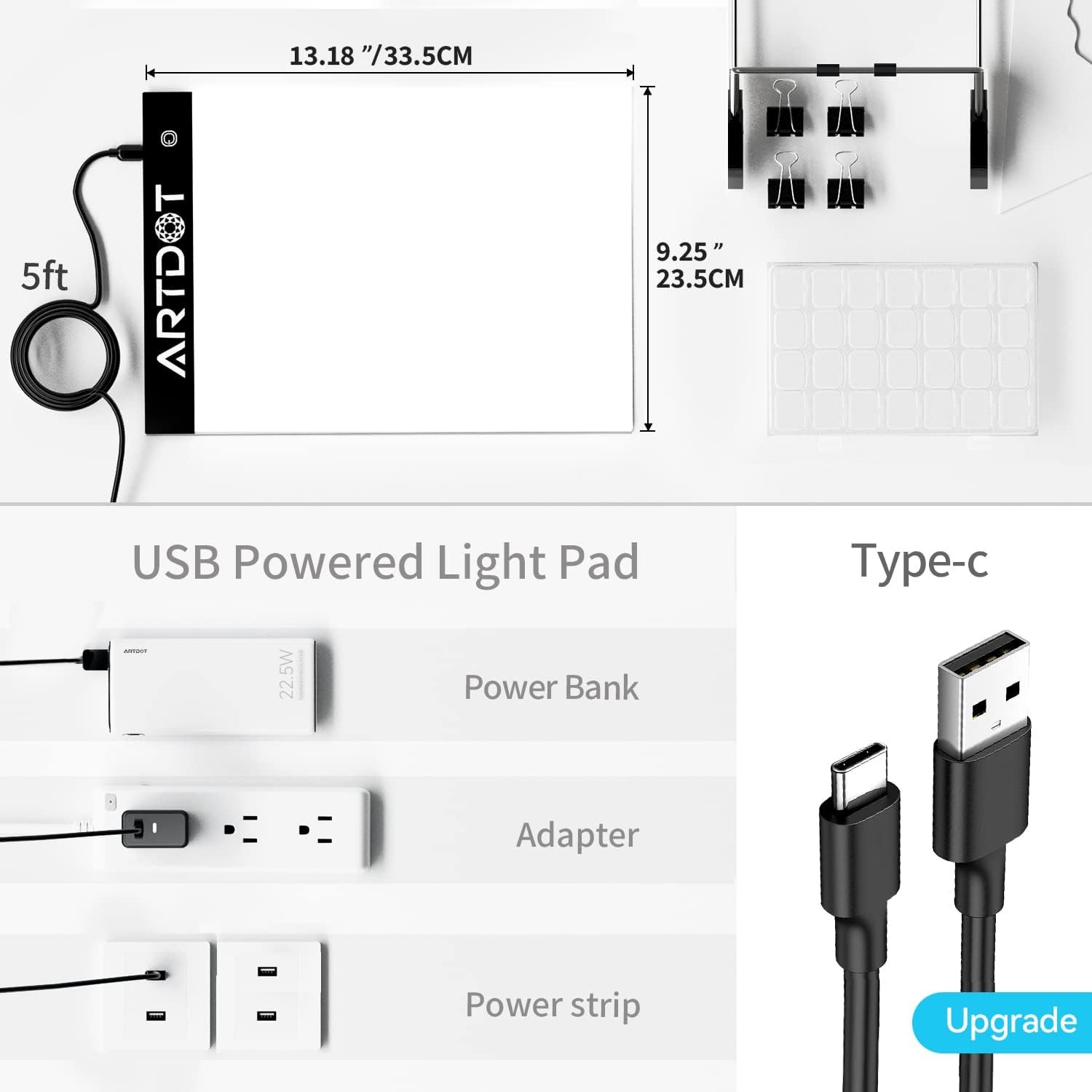 ARTDOT A4 LED Light Pad for Diamond Painting USB Powered Adjustable Brightness