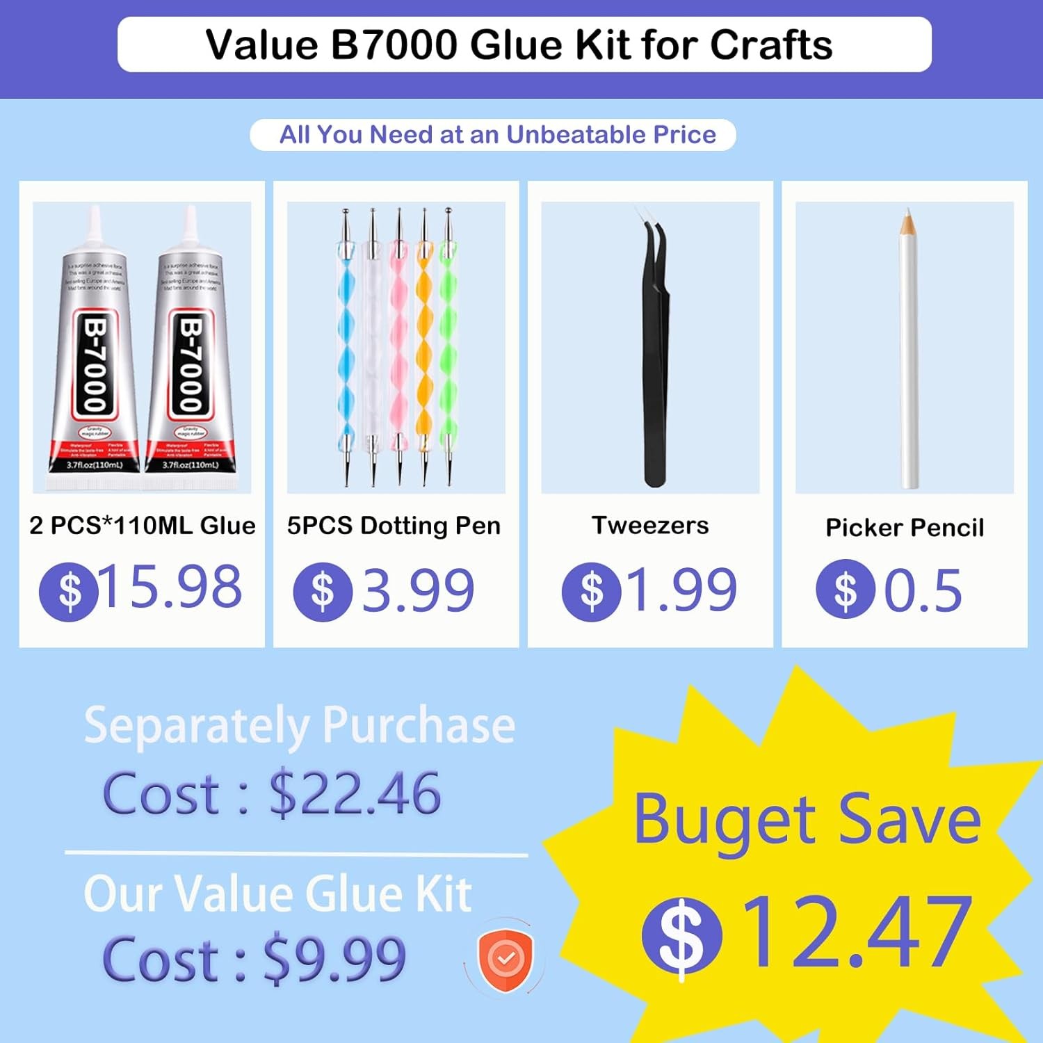 B7000 Adhesive Rhinestones Glue for Crafts, 2PCS 110ml / 2 PCS(Total 220ml)