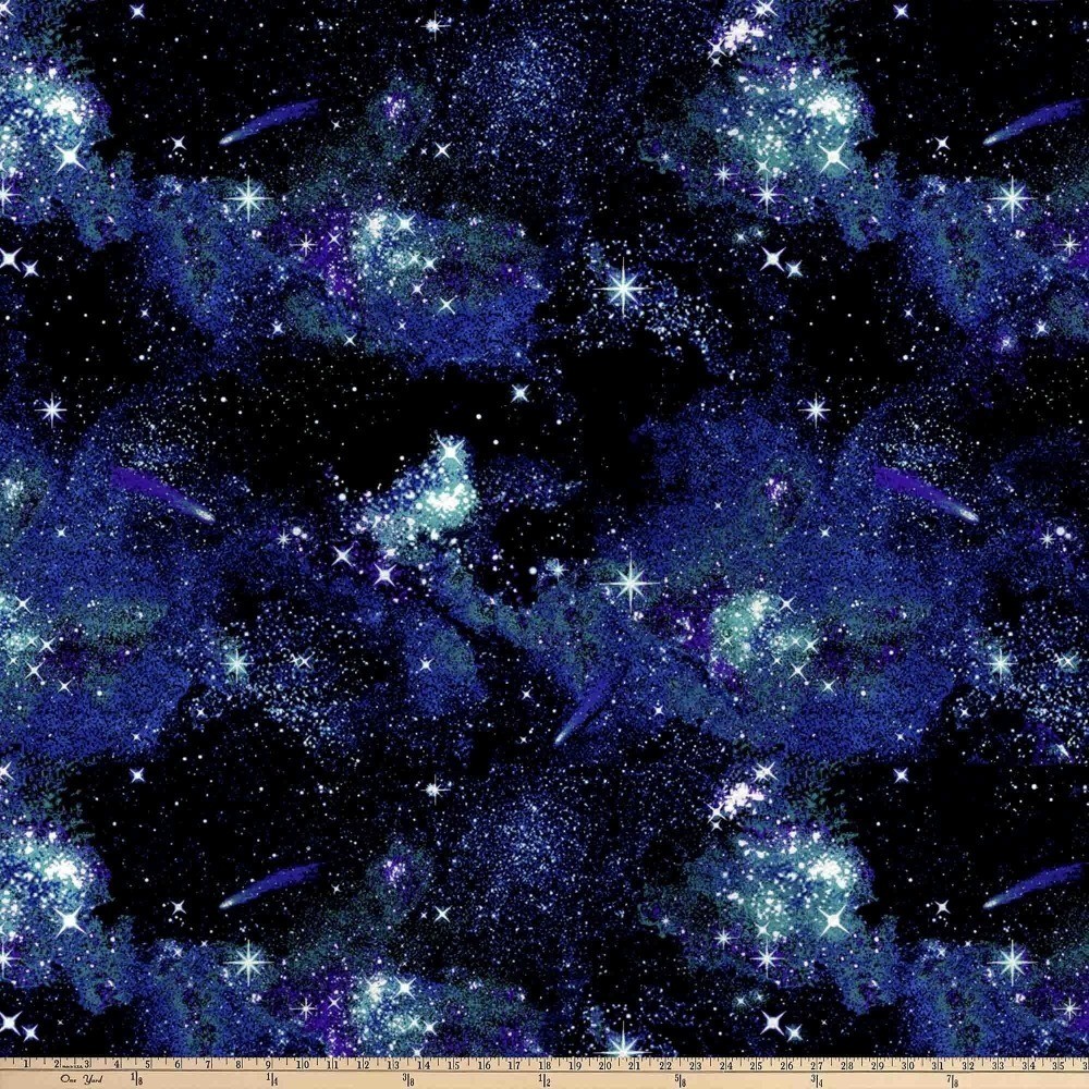 Luxury Anti-Pill Fleece Galaxy Fabric 54 Inch x 1.5 Yard Navy Blue Precut
