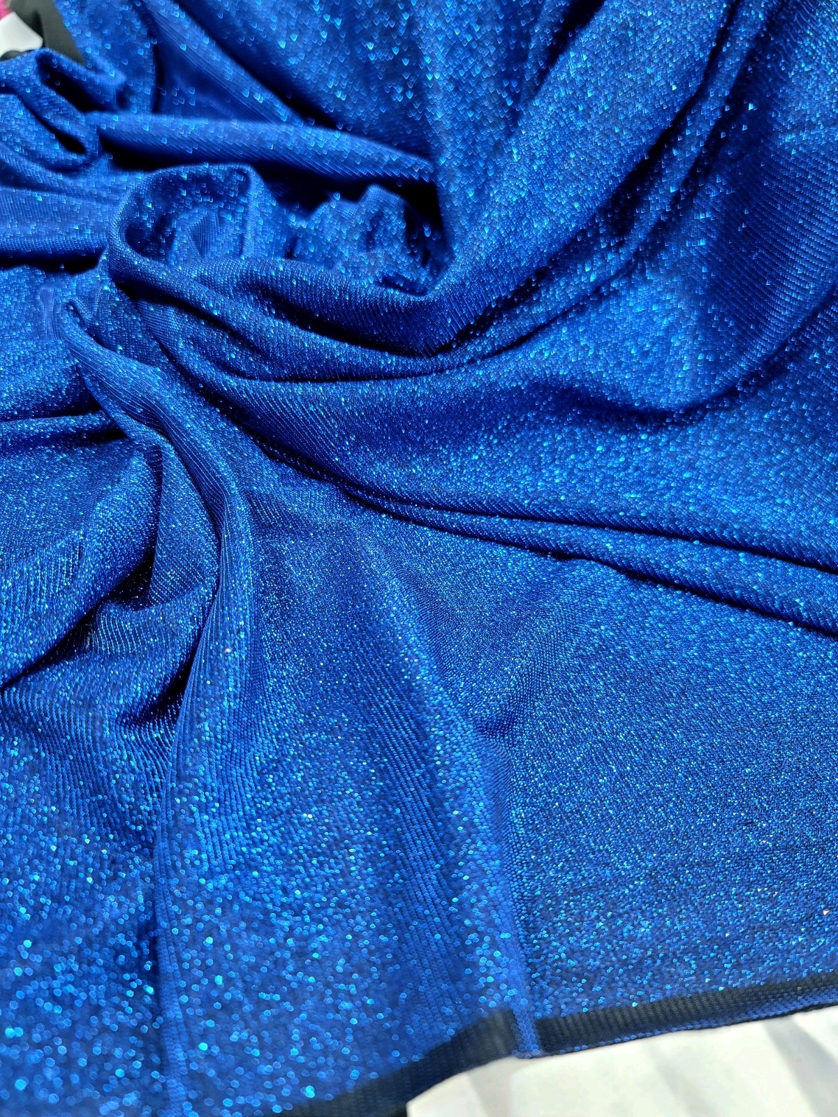 Royal Blue Metallic Lurex Glitter Nylon Spandex Stretch Fabric Sold By The Yard