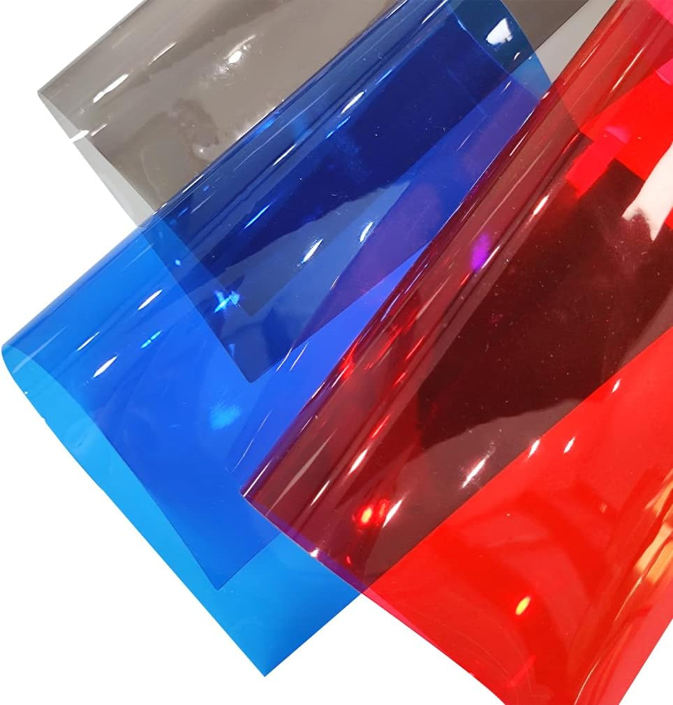 9 Pcs Clear PVC Vinyl, 21cmx30cm Fluorescent Solid Color Transparent Waterproof