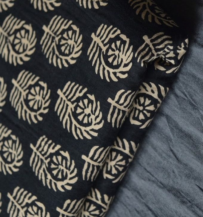 Black & Beige Hand Block Fabric 20 Yard 100%Cotton NO TARRIF CHARGES 100%✅ KK16