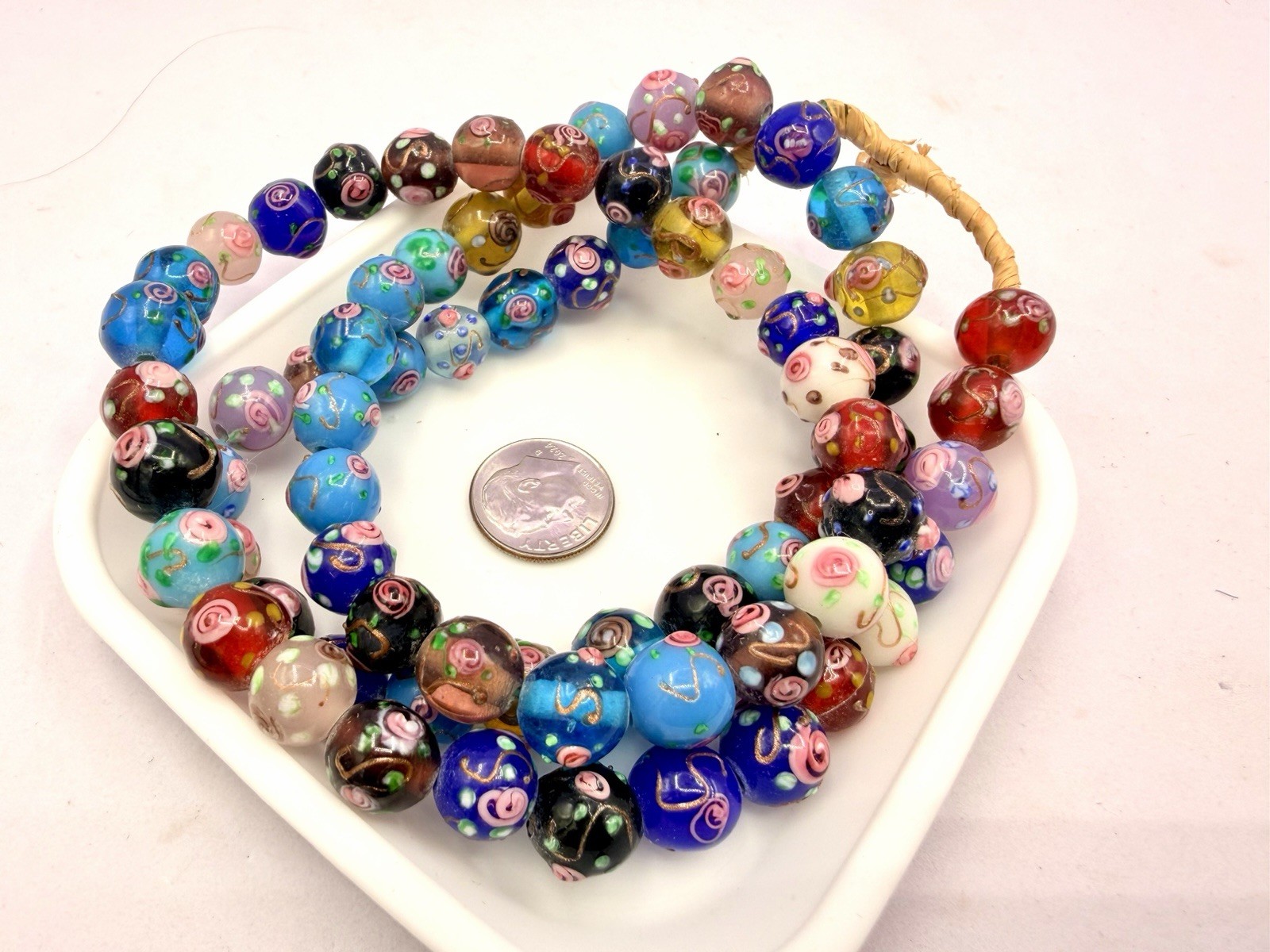 70 Pcs Colorful 10mm Handmade Lampwork Beads 10mm Closeout New Old Stock H