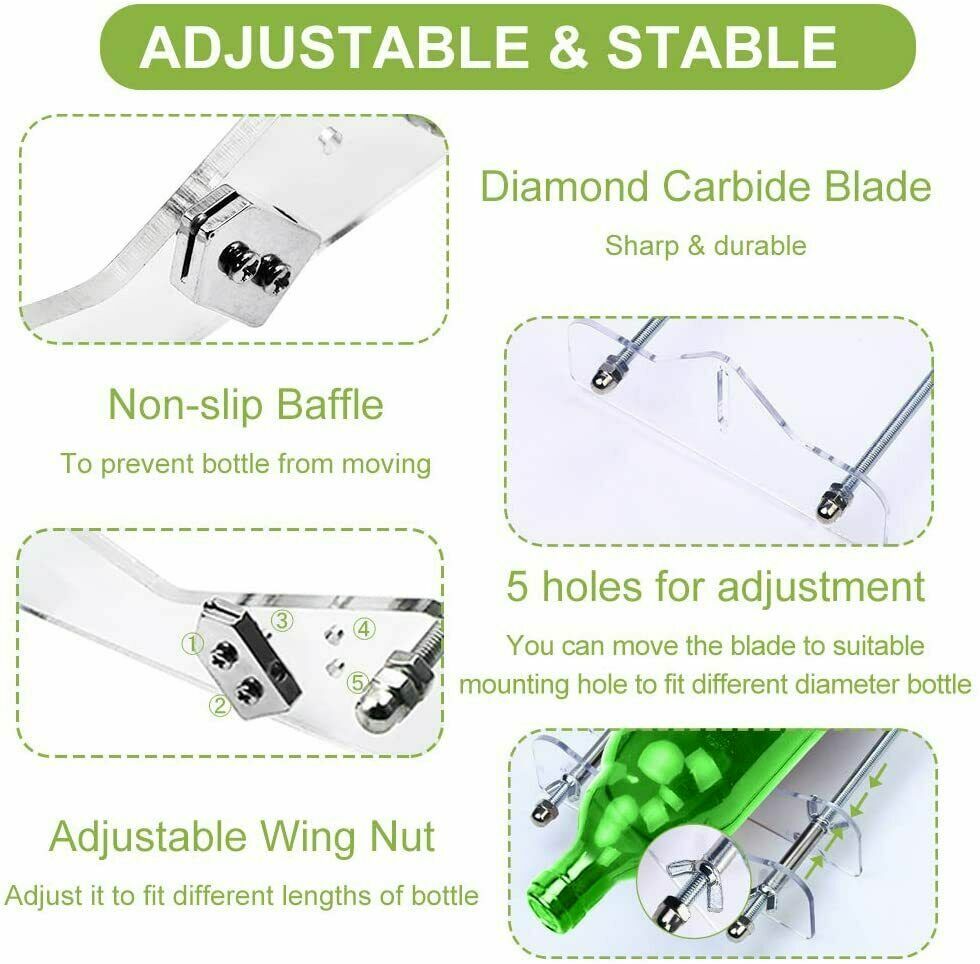 Glass Bottle Cutter Kit Beer Wine Jar DIY Cutting Machine Craft Recycle Tools US