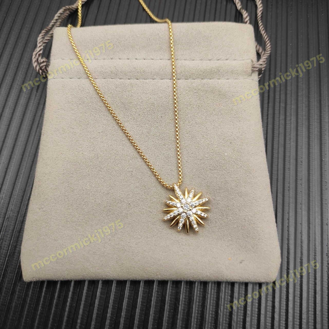 New.DavldYurman.Starburst.Diamond Sterling GOLD Women pendant necklace