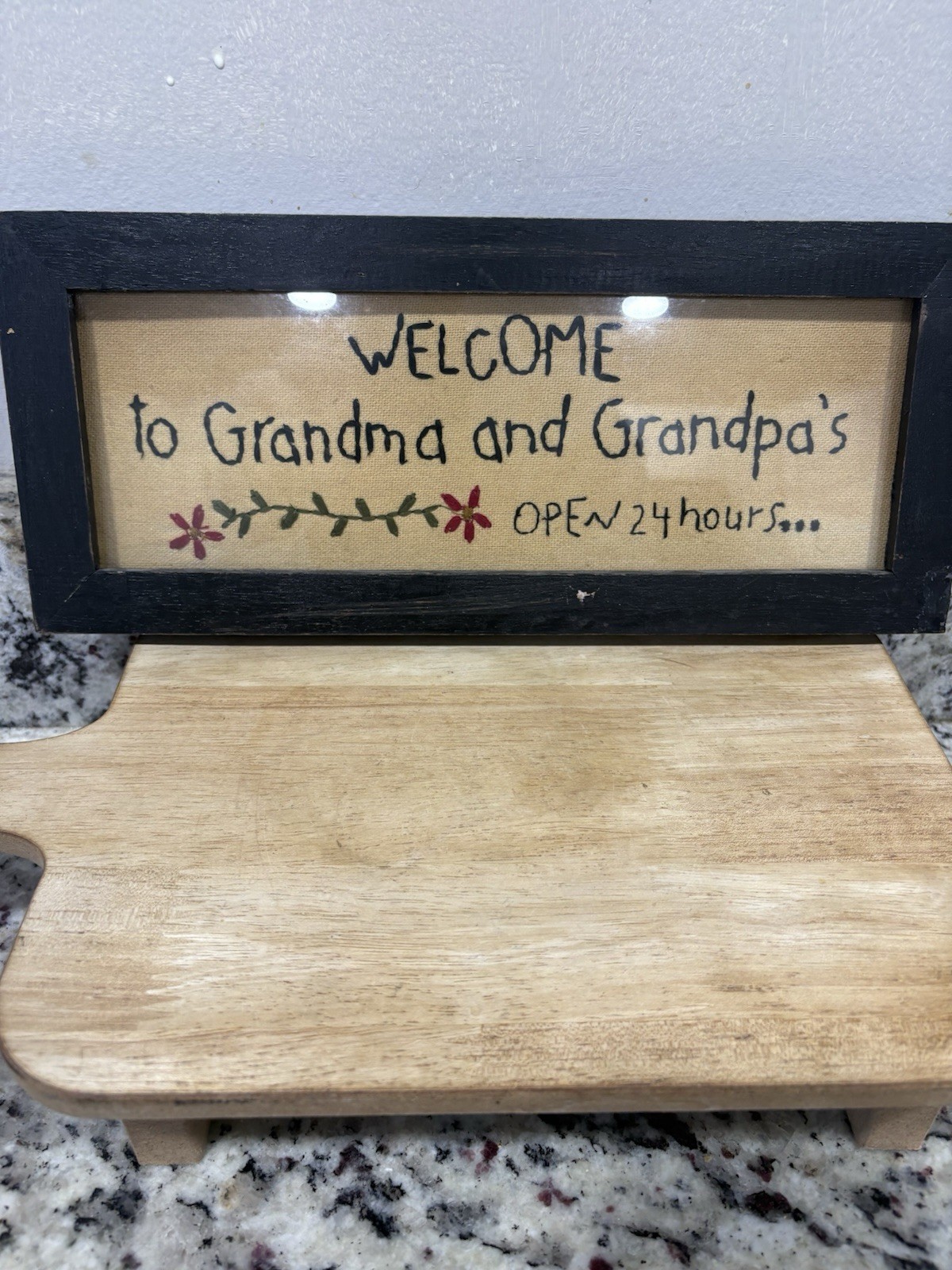 Framed Cross Stitch Vintage Decor “welcome To Grandma & Grandpa’s Open 24 Hours