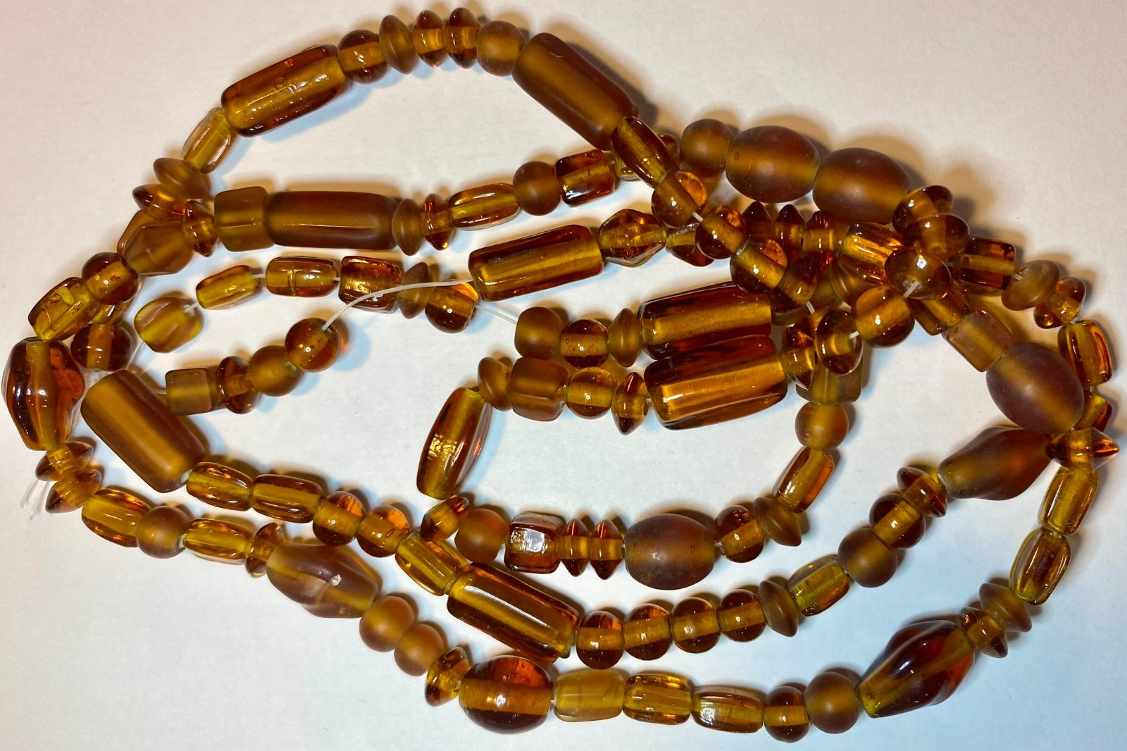 Beads, Frosted & Translucent Amber Lampworked Glass, 6mm-15x7mm Mixed Shapes
