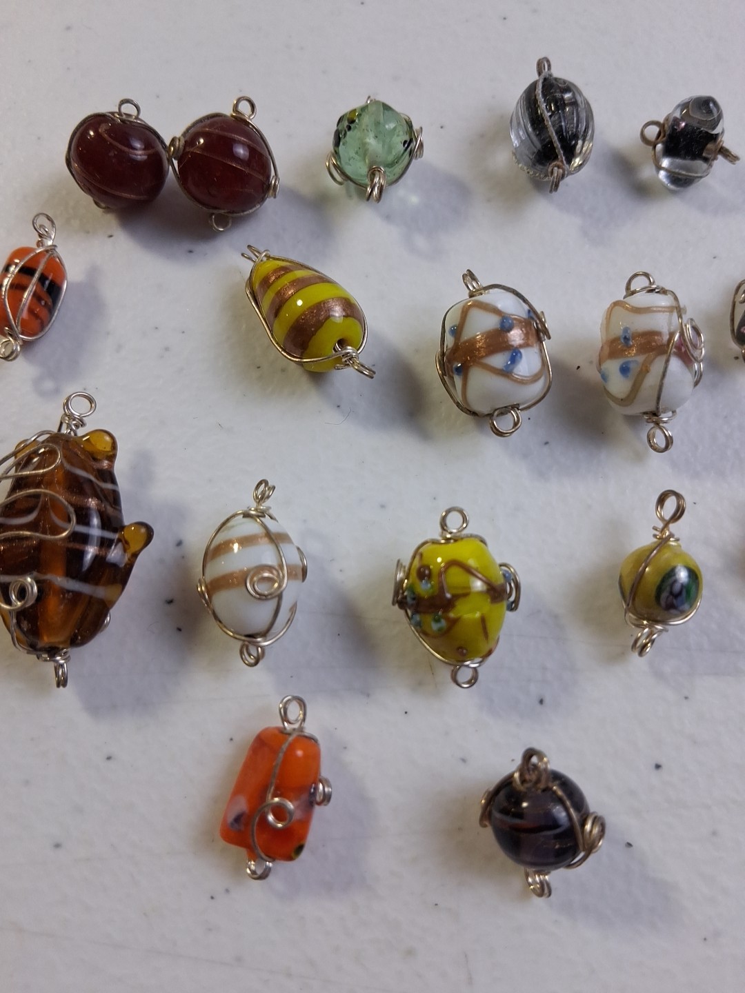 Lot Of Wire Wrapped Beads For Crafting Jewelry Making Metal Unknown