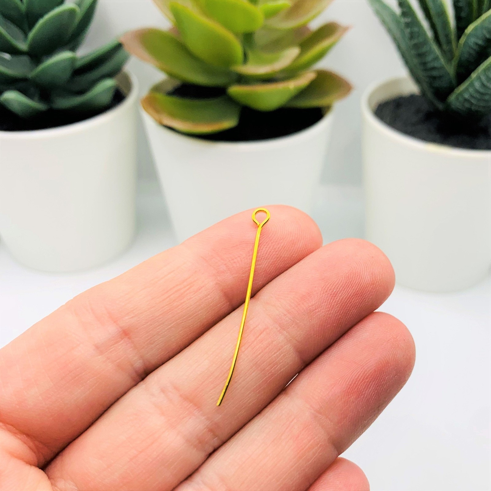 35mm, 21g, Gold Plated Eye Pins – US Seller