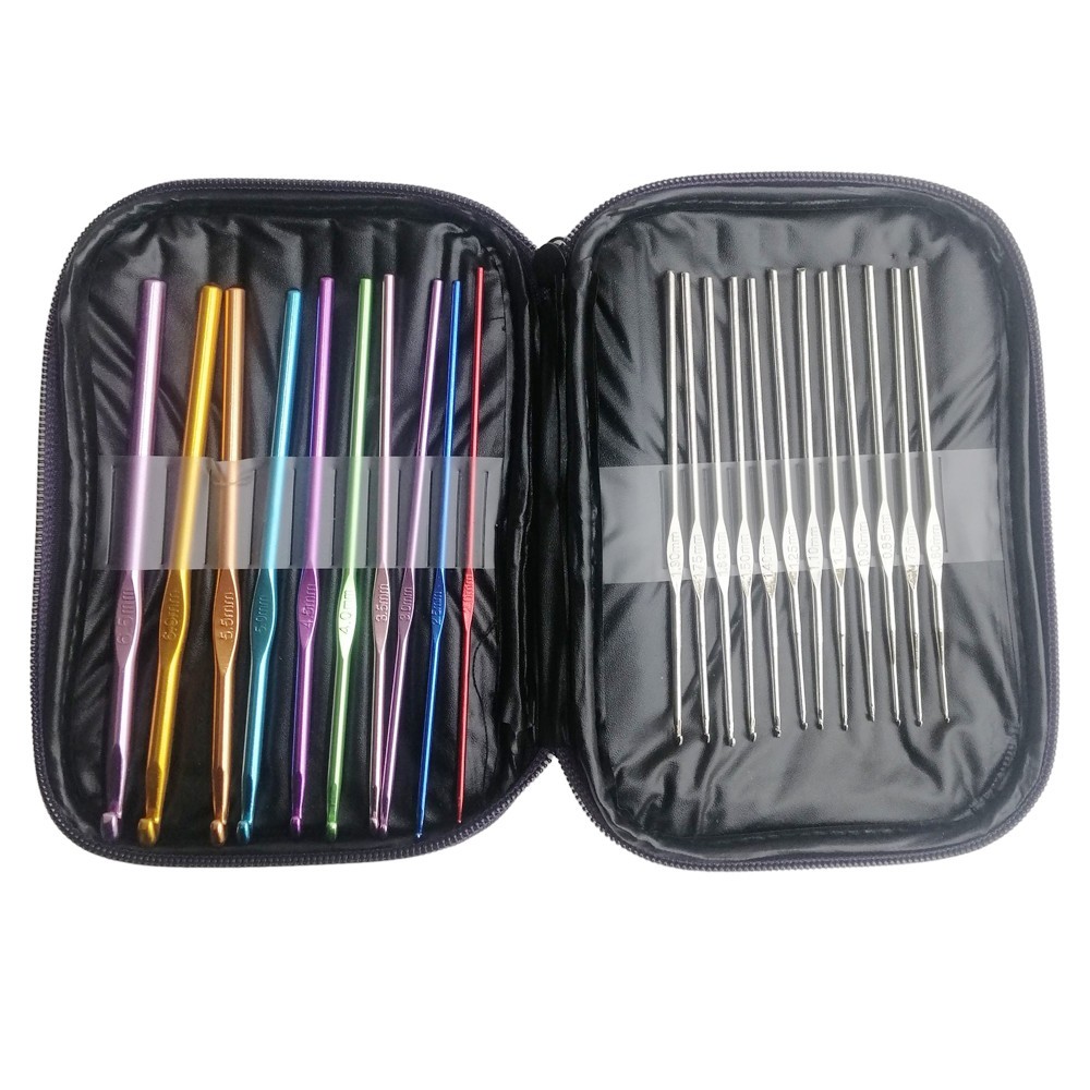 22PCS/Set Multi-colour Aluminum Crochet Hooks Needles Knit Weave Craft Yarn Tool