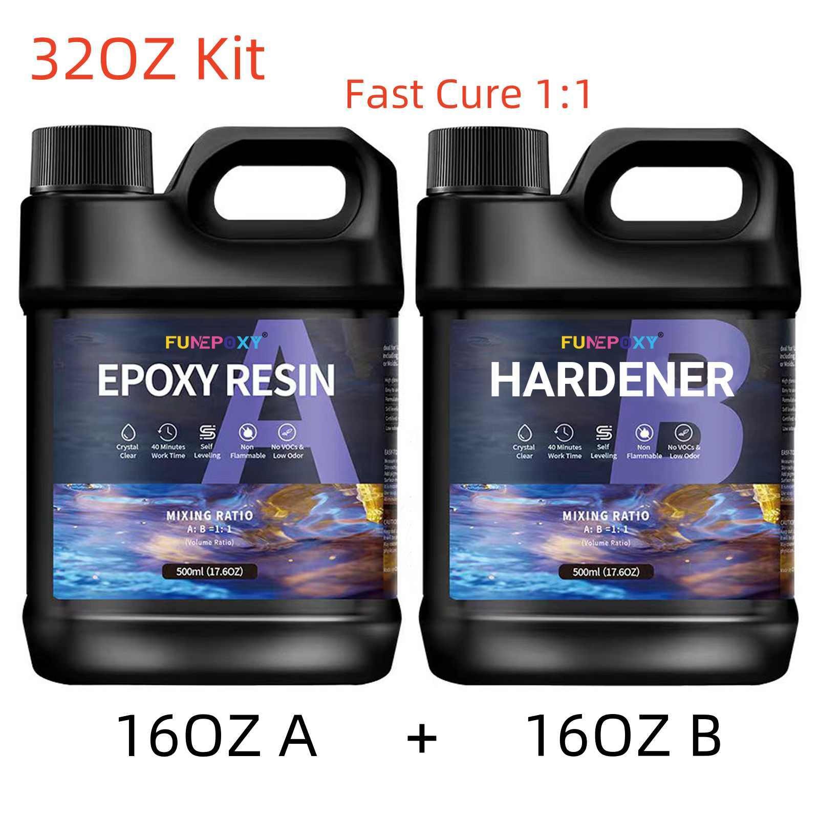 Clear Epoxy Resin – 16oz / 32oz / 64oz / 1 Gallon Kit – 2 Part 1:1 AB Glue
