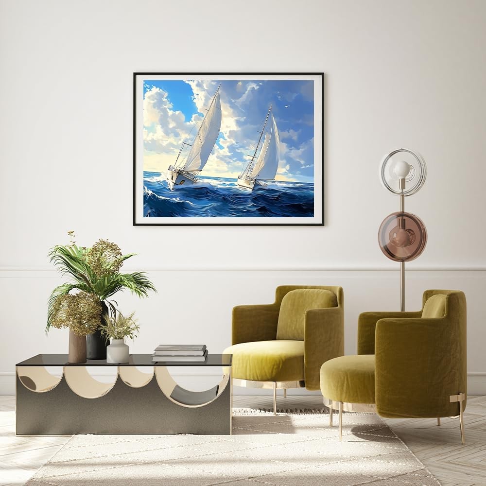 Natuyalo Paint by Numbers for Adults Beginner, Sailboat 16×20 Inch, ART-18