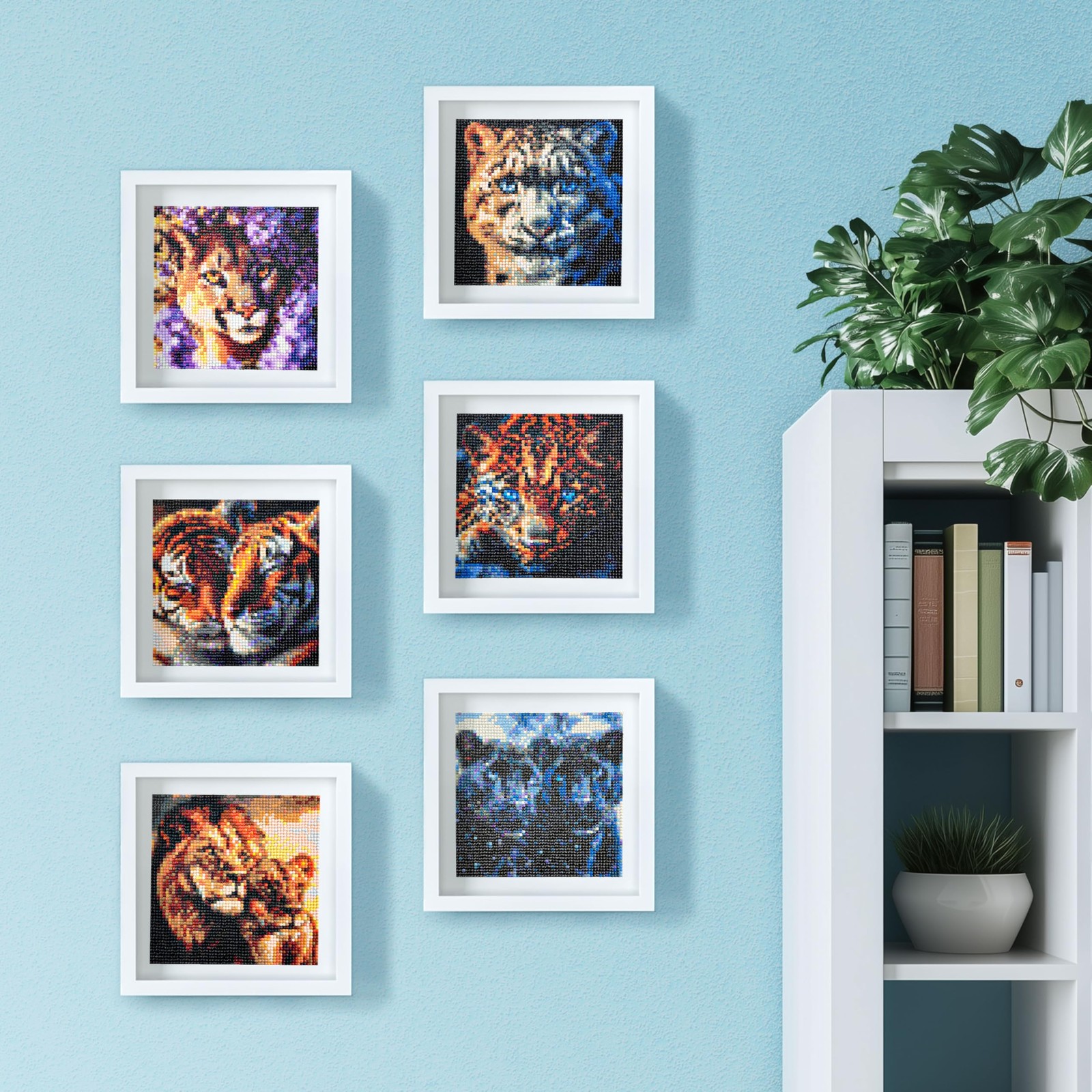 6 Pack Diamond Painting Kits for Adults – Featuring Majestic Wild Cats Designs