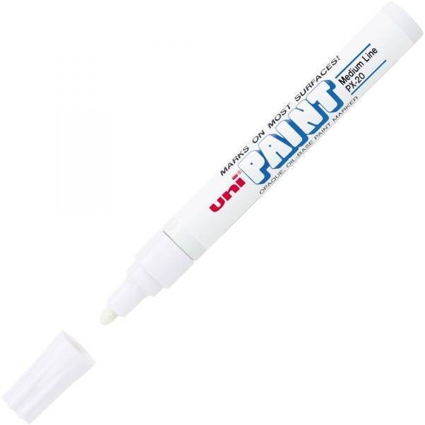 Uni-Paint 63613 PX-20 Oil-Based Permanent Marker, Medium Line, White, 6-Pack