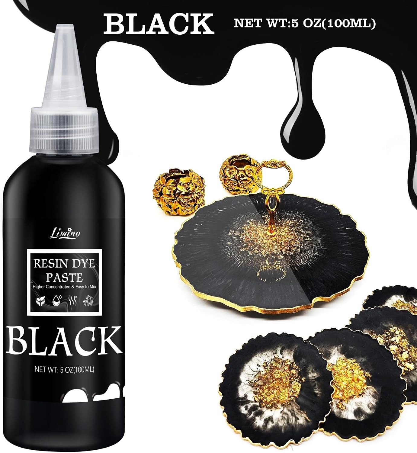 Black Epoxy Resin Pigment Paste 3.4 fl oz 100ml Concentrated DIY Art Dye