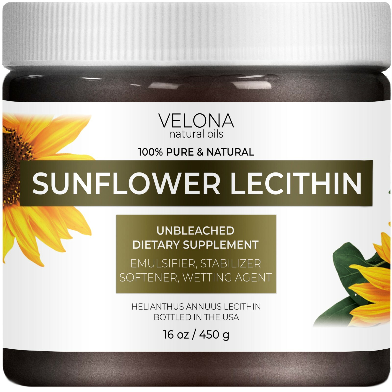 Sunflower Lecithin by Velona 2oz-7lb Unrefined Cold Pressed Hair Body Skin Care