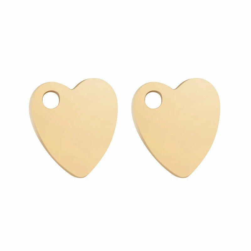 50pcs/100pcs Gold Stainless Steel Heart Charms for DIY Jewelry Findings