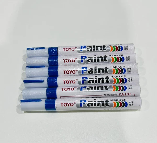 Tire Lettering Paint Pen Blue Waterproof Permanent Automotive Marker 6 Pack