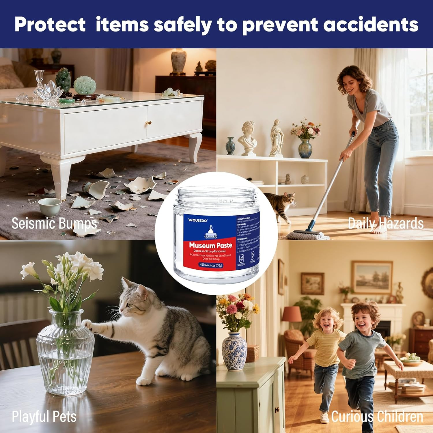 6 Oz Museum Putty, Clear Removable Gel Wax – Reusable Mounting Paste for Exhibit