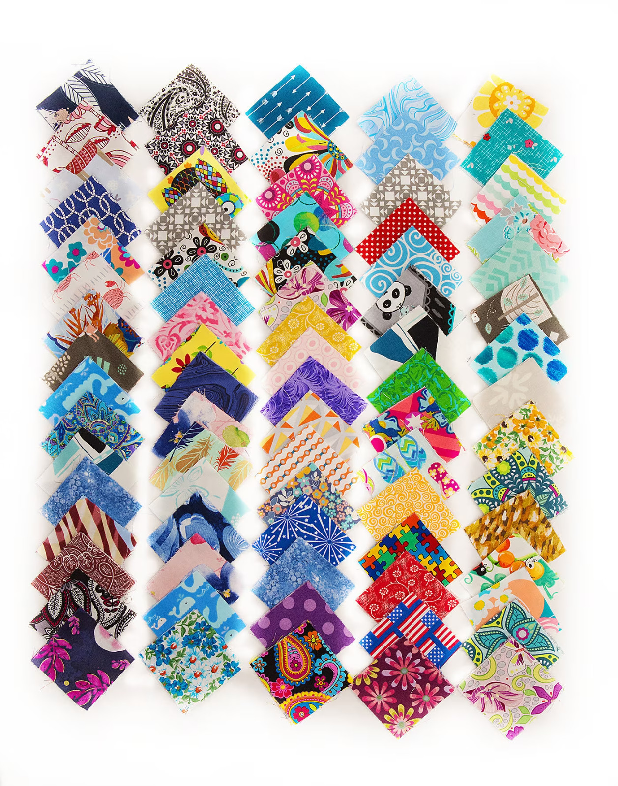 200 Assorted pre cut charm pack 2.5″ squares 100% cotton fabric quilt scraps