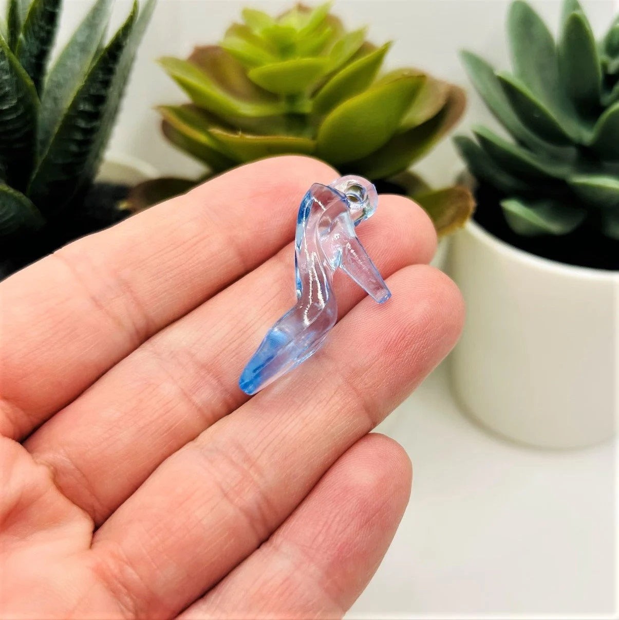 Cinderella Blue High Heel Shoe Charms, 20x35mm – US Seller