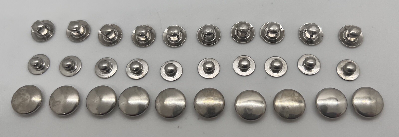 Vintage Handy Button Machine Co. Snap Fasteners Nickel Molds Size 132 10 Sets