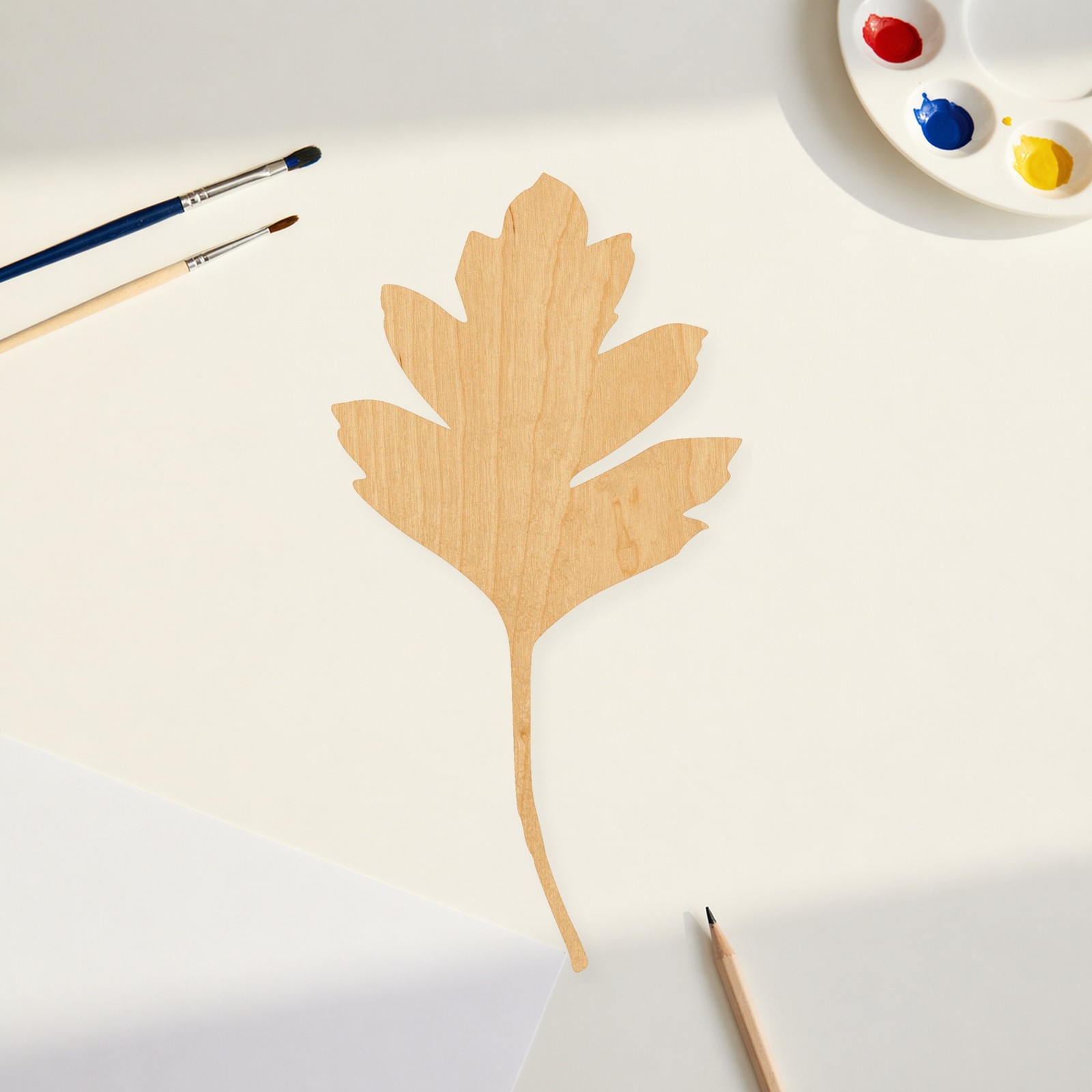 Oak Leaf 4 Wood Cutout for Crafts, Unfinished Baltic Birch Craft Shape
