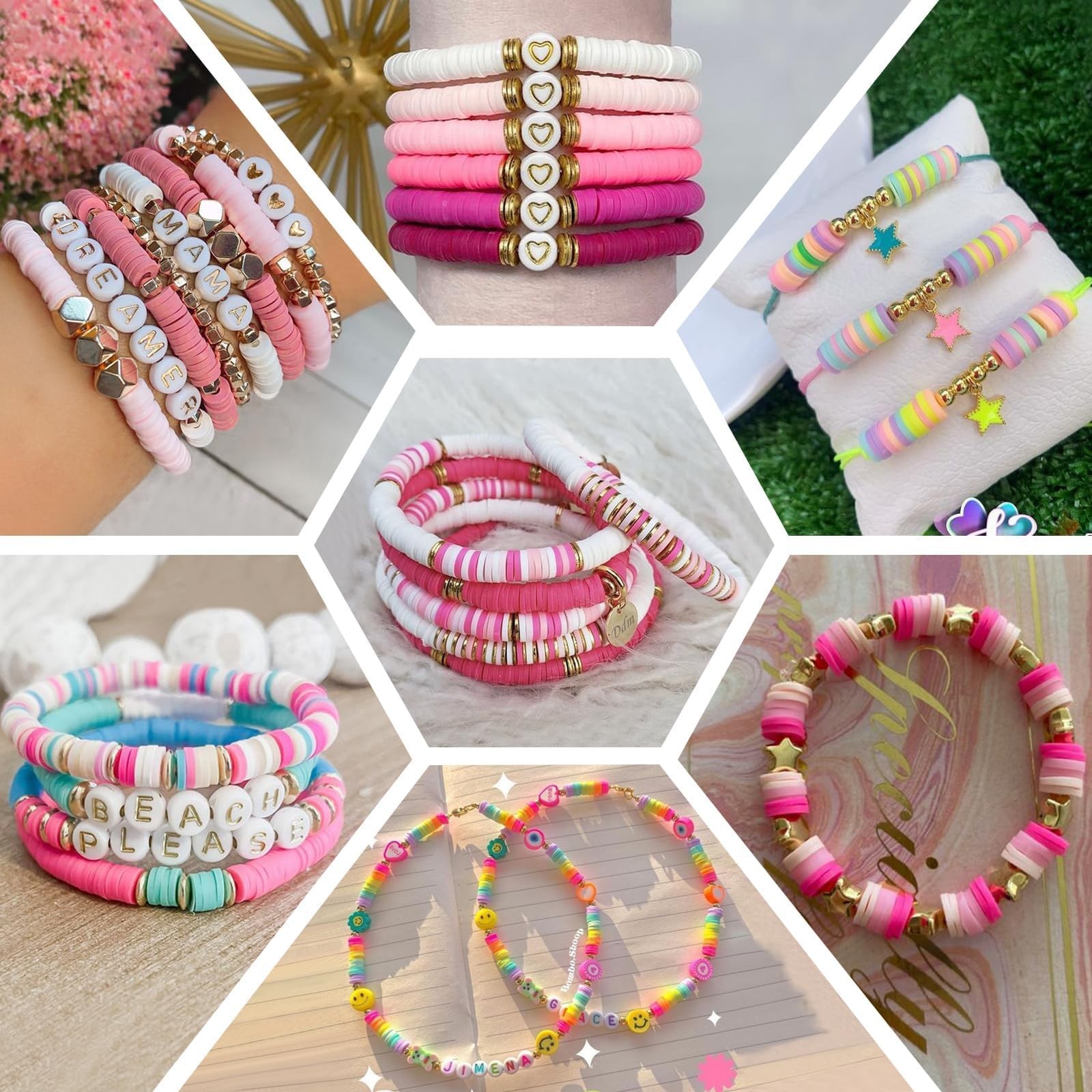 THRELE 3500pcs Rich Color Clay Beads for Bracelets Making 6mm Heishi Vibrant