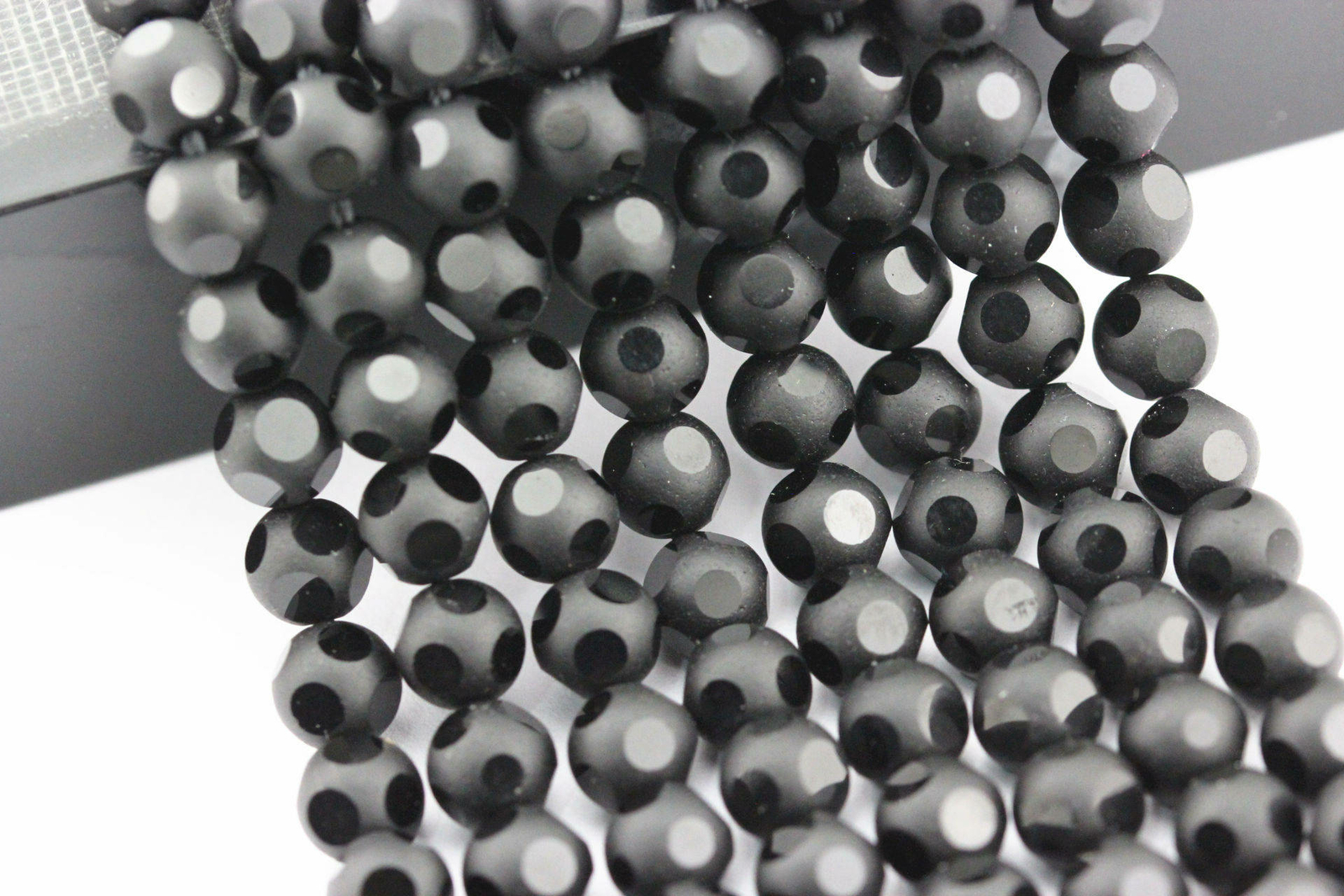 Black Crystal Glass Faceted Round Beads 4mm 6mm 8mm 10mm 15.5″ Strand